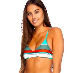 NWT Eidon Bikini Set in Alaula. Tiki Tie Side bikini bottoms with Ruche Bum